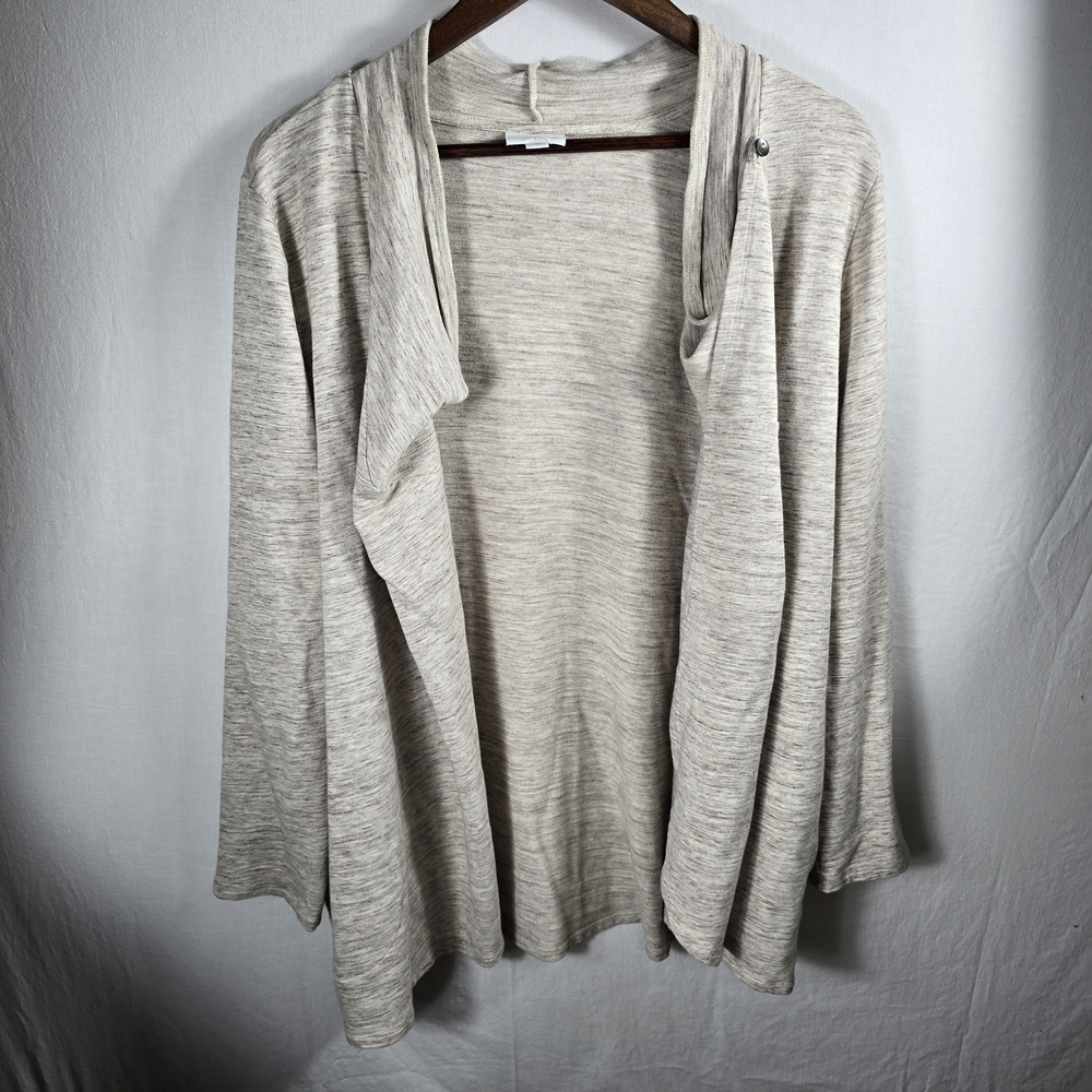 PureJill Pima Cotton Open Front Cardigan Beige Women’s XL Tall